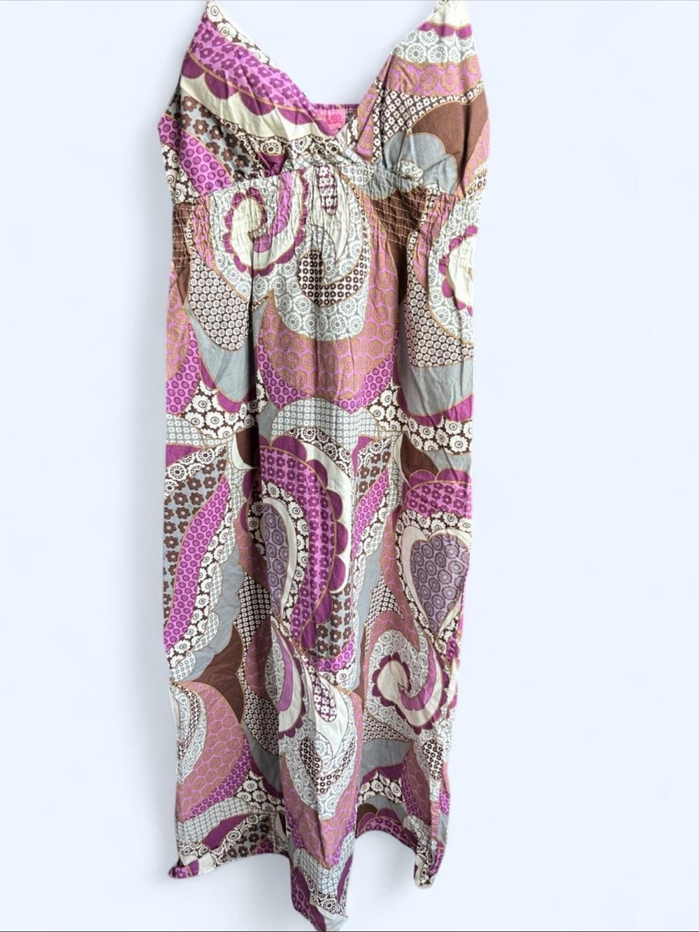 She's Cool Purple and Brown Paisley Maxi Dress
